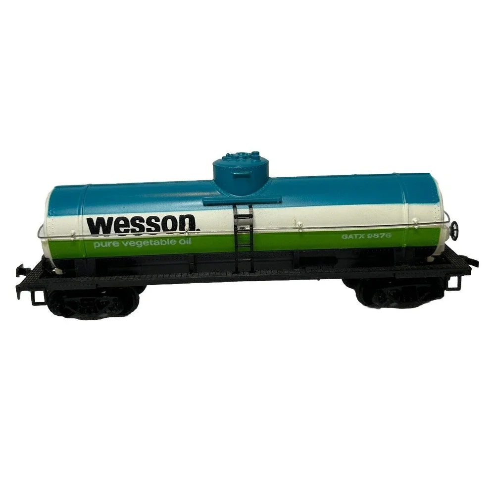 TYCO HO Scale Wesson Pure Vegetable Oil Tank Car GA 9876‎ Blue Green With Box